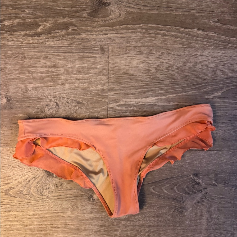 Ruffled Peach Bikini Bottom